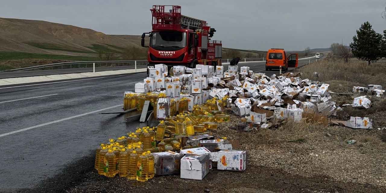 Kırıkkale’de yağ tankeri devrildi!